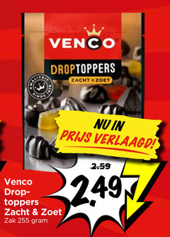  venco droptoppers zachte zoet toppers zacht zak verlaagd 