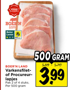  2 4 500 slagerij boer lan beter leven land varkensfilet procureurlapje lapjes pak stuks 3.99 