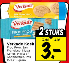  verkade biscuit 2 san francisco frou vanillesmaak koek nizza kokos maria knappertjes pak stuks 