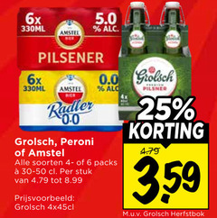  amstel grolsch blikjes bier 6 25 6x 330ml new pilsener 0.0 radler peroni soorten stuk pilsner 3 herfstbok 