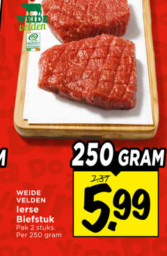  biefstuk 2 250 velden quality weide pak stuks 5.99 