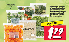  snijbonen sperziebonen pompoen bloemkool spruitjes spruiten groentemix broccoli bloemkoolroosjes gesneden gebroken pompoenblokjes geschoonde zak 350 400 