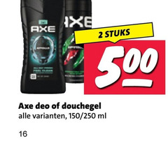  axe douchegel deodorant 2 16 500 stuks deo 150 250 ml 