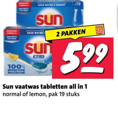  sun vaatwasmiddel 1 2 10 19 100 effective pakken vaatwas tabletten all normal lemon pak stuks 