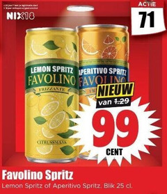  frisdrank 25 99 nix18 lemon spritz frizzante citrussmaak cent aperitivo blik 