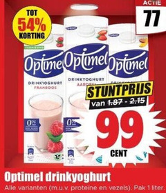 optimel drinkyoghurt 1 99 framboos drinking cent vezels pak liter 