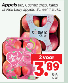  2 4 appels bio cosmic crisp kanzi pink lady schaal stuks 