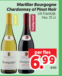  witte wijn rode marillier bourgogne chardonnay pinot noir wit fruitig rood frankrijk fles 