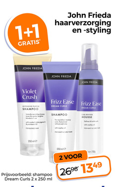  john frieda shampoo 1 2 250 haarverzorging styling violet crush intensive purple instantly tones for cooler brighter blonde use with crushed pigments provitamin b5 hair frizz dream curls bouncy formulated without oil curly curl mousse defines ml 