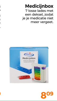  medicijnbox 7 deksel medicatie vergeet trekpleister dagindeling vaatwasserbestendig zaterdag vrijdag maandag woensdag 