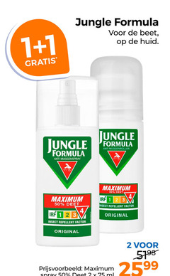 jungle formula insectenbeten 1 2 3 4 50 beet huid anti muggenspray deet insect repellent factor original spray ml 