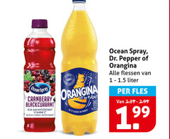  orangina ocean spray fruitdrank frisdrank 1 cranberry blackcurrant rijk antioxidant vitamine riche sans sa france dr. pepper flessen liter fles 