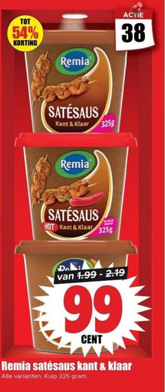  remia satesaus 99 kant klaar hot cent kuip 
