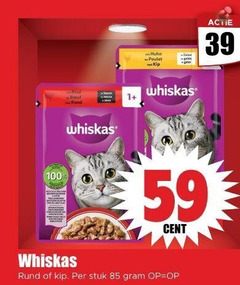  whiskas kattenvoer 100 poulet kip 1 cent rund stuk 