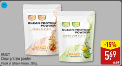  sportvoeding 8 200 protein laag suiker gehalte clear powder peach flavour lemon lime poeder servings perzik citroen limoen 