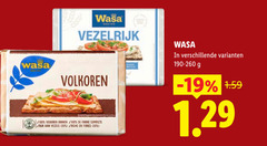  wasa knackebrod 20 100 vezelrijk volkoren granen farine vezels 