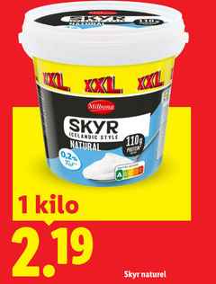  yoghurt 1 natural xxl milbona skyr icelandic style 2 protein nutri score kilo naturel 