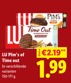  lu biscuit time out granenbiscuits melkchocolade 