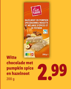  chocolade 200 carre hazelnoot pompoen specerijenmix noisette witte pumpkin spice 