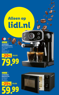  silvercrest magnetron espressoapparaat 1 2 10 20 lidl.nl online piston koffiemachine espressokopjes waterreservoir 6 l pompdruk bar grillfunctie 