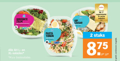  maaltijdsalade 1 2 45 gerookte zalm dille l xl salades m.u.v pasta tonijn yoghurtdressing appel olijven b kip caesar caesardressing albert supermarkt verse stuks combineren 