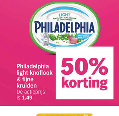  philadelphia roomkaas 40 50 light knoflook kruiden finest fijne actieprijs 