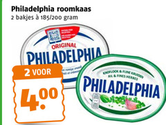  philadelphia roomkaas 2 bakjes 200 original air crime knoflook kruiden finest 