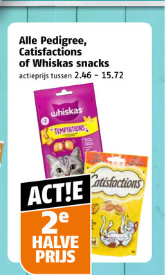  pedigree dentastix whiskas catisfactions hondensnacks kattensnacks satisfaction snacks actieprijs temptations 2e halve 