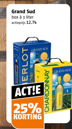  grand sud witte wijn rode 3 25 box liter actieprijs merlot chardonnay 