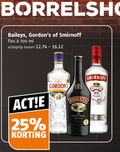  baileys smirnoff gordons wodka likeur gin 25 700 borrelshop fles ml actieprijs b original vodka 