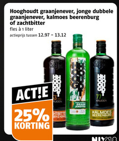  hooghoudt jenever berenburg 1 25 graanjenever jonge dubbele kalmoes beerenburg zachtbitter fles liter actieprijs graan kruiden nix18 