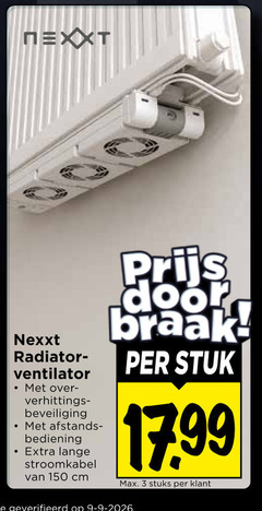  3 150 nexxt radiator ventilator beveiliging afstands bediening lange stroomkabel cm stuk stuks geverifieerd 