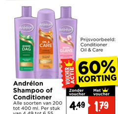  andrelon shampoo conditioner 60 200 400 dag care soorten ml stuk glans voucher oil 