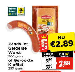  zandvliet gekookte gelderse worst 250 500 beter leven kipfilet voucher gerookte 3.99 2 