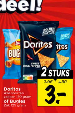  lays doritos zoutjes chips 2 bug crunch iconic taste sweet chilli pepper soorten zakken bugles zak stuks 