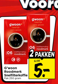  gwoon koffie 2 250 vers 06 roodmerk snelfilterkoffie pak snelfiltermaling pakken 