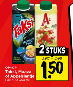  taksi maaza appelsientje fruitdrank 2 150 tropisch fruit pak ml puur ongezouten stuks 