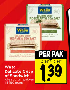  wasa knackebrod delicate crisp rosemary sea salt sesame sandwich soorten pakken heat pak 