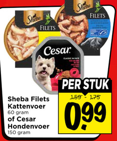  sheba cesar hondenvoer kattenvoer 60 150 filets stuk 99 