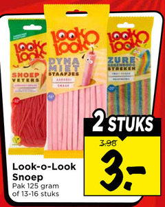  look-o-look snoep 2 looks lock staafjes veters www pak stuks zure 