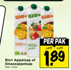  fruitdrank 1 bio appelsap sinaasappelsap pak liter 