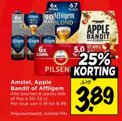  apple bandit affligem amstel appelcider speciaalbieren blikjes bier 6 25 6x tripel 300ml triple 330ml pilsen soorten blik fles stuk pils 