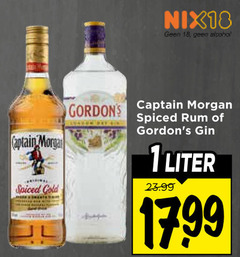  captain morgan gordons rum gin 1 18 nix18 alcohol spiced gold liter 