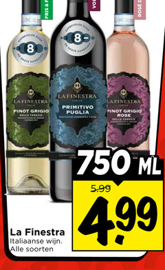  rose witte wijn rode 8 750 fris hamersma la finestra pinot grigio primitivo puglia bolle rosee italiaanse soorten ml 5.99 
