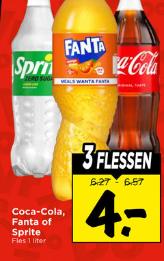 fanta coca-cola sprite frisdrank cola 1 3 4 zero meals taste coca fles liter flessen 