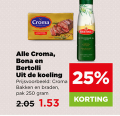  croma bertolli olie en vetten 25 250 bakken braden bona koeling pak 