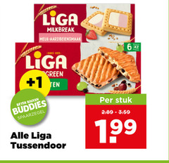  liga melkbiscuit fruitbiscuit milkbreak melk aardbeiensmaak green 1 beter buddies tussendoor stuk 
