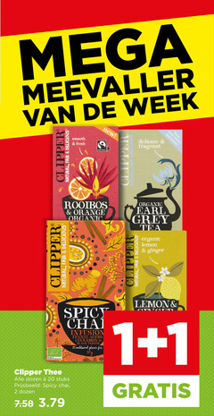  clipper thee 1 2 20 mega meevaller week natural fair smooth fresh fairtrade new delicate fragrant rooibos orange organic earl grey tea lemon ginger spicy chai infusion cinnamon black pepper plastic free dozen stuks 