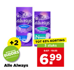 klik op dit plaatje voor een vergroting en voor vergelijkbare aanbiedingen gerelateerd aan
always inlegkruisjes maandverband 3 30 protect daily fresh 2 beter buddies normal perfume stuks 6 99 always inlegkruisjes maandverband 3 30 protect daily fresh 2 beter buddies normal perfume stuks 6 99