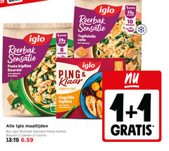  iglo diepvriesmaaltijd 1 2 4 8 10 minuten roerbak sensatie tagliatelle zalm spinazie pasta kipfilet boursin spekjes ping gegrilde sperziebonen toegevoegde kunstmatige smaak kleurstoffen maaltijden zakken 